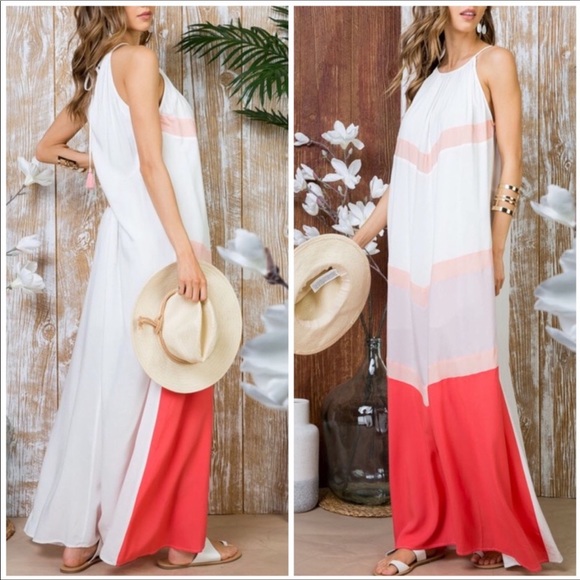 💚NWT Beautiful Color Block Maxi - Picture 3 of 3